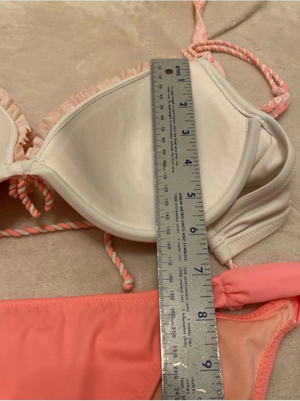 Victoria's Secret White & Peach Ruffle Halter Bikini Set - Picture 14 of 16